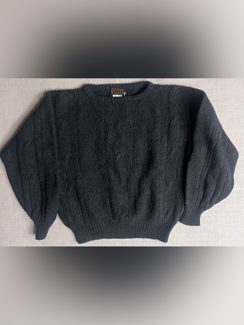 Vintage Joseph Abboud Deep Forest Green Cable-Knit Wool Alpaca Crewneck Sweater